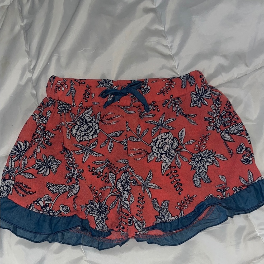 Floral Coral and Blue Women's Shorts